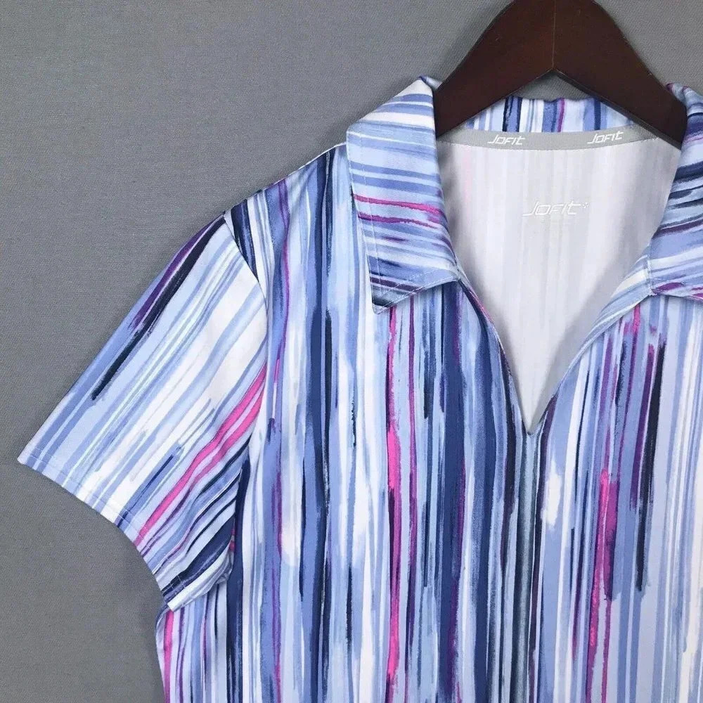 Jofit Golf Top Women Size Small Short Sleeve Collared Athletic Polo Shirt Blue - Picture 6 of 15